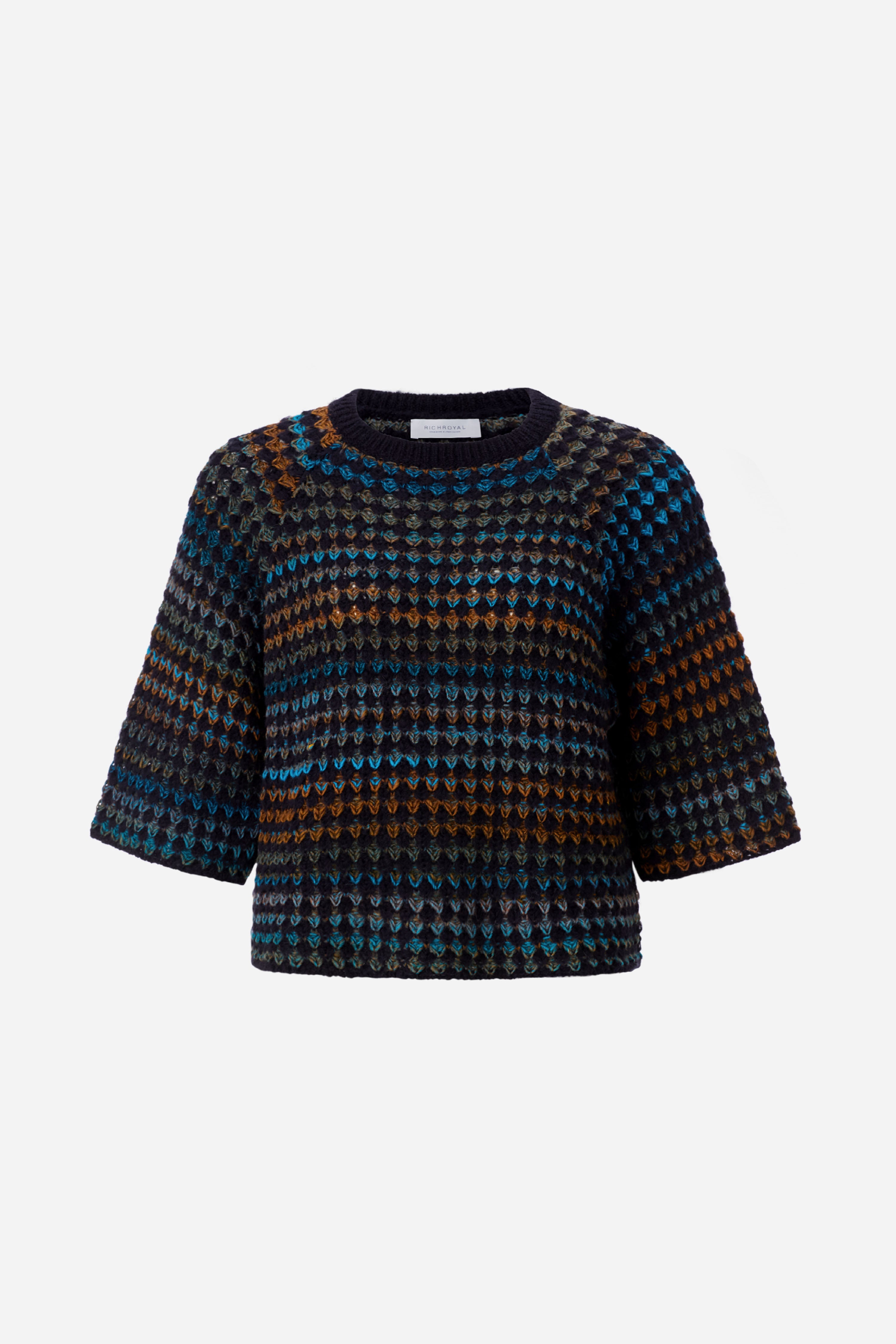 Kurzarm-Pullover mit Ajourstrick-Rich & Royal