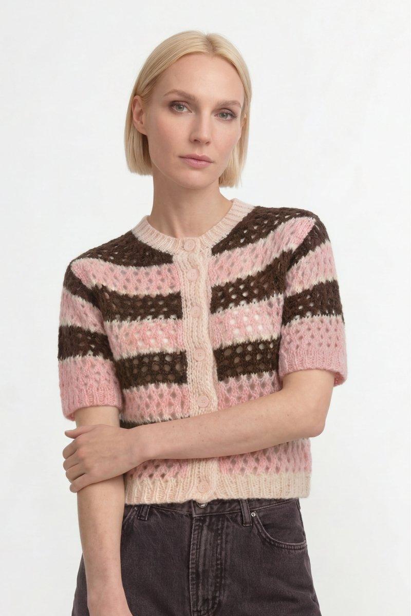 Gestreifter Cardigan aus Alpaka-Mix-Rich & Royal