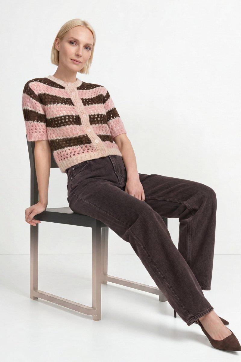 Gestreifter Cardigan aus Alpaka-Mix-Rich & Royal