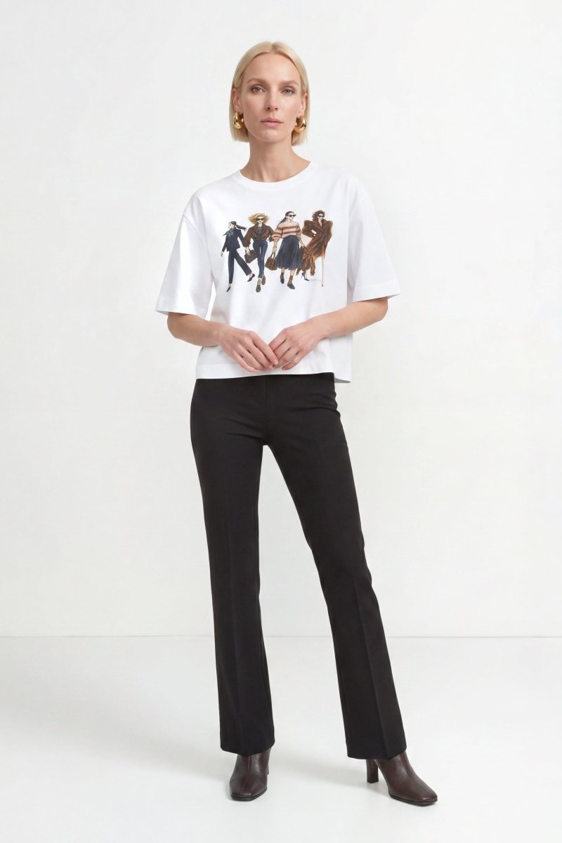 Weißes Baumwoll-T-Shirt mit Fashion-Print-Rich & Royal