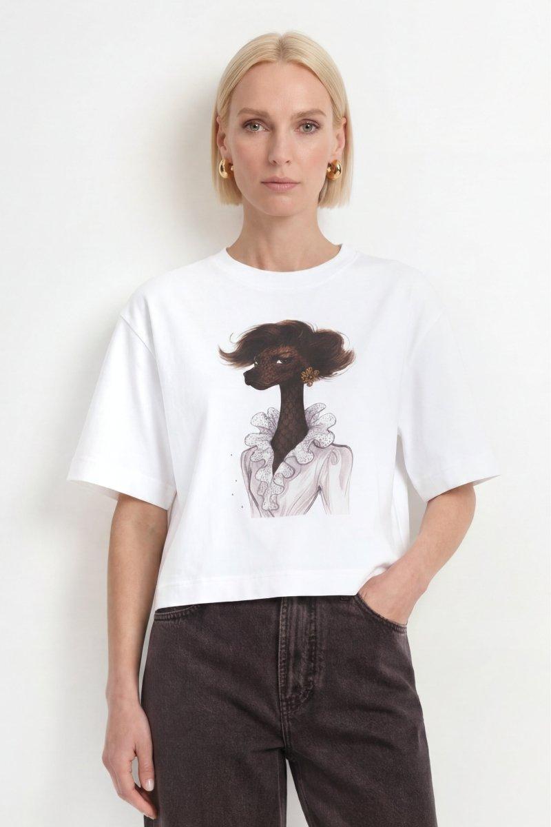 Baumwoll-T-Shirt mit Modeillustration-Rich & Royal