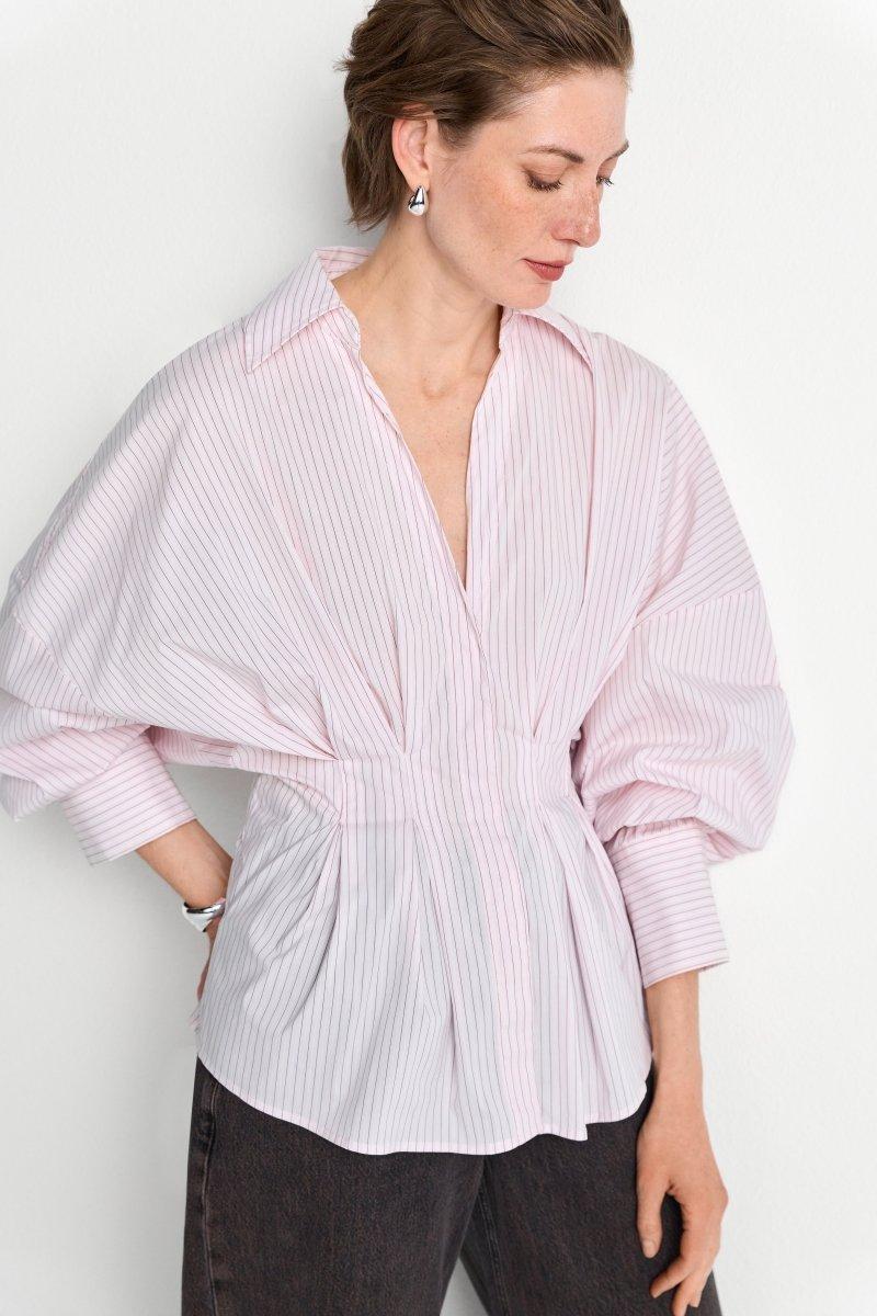 Nadelstreifen-Bluse mit Peplum-Rich & Royal
