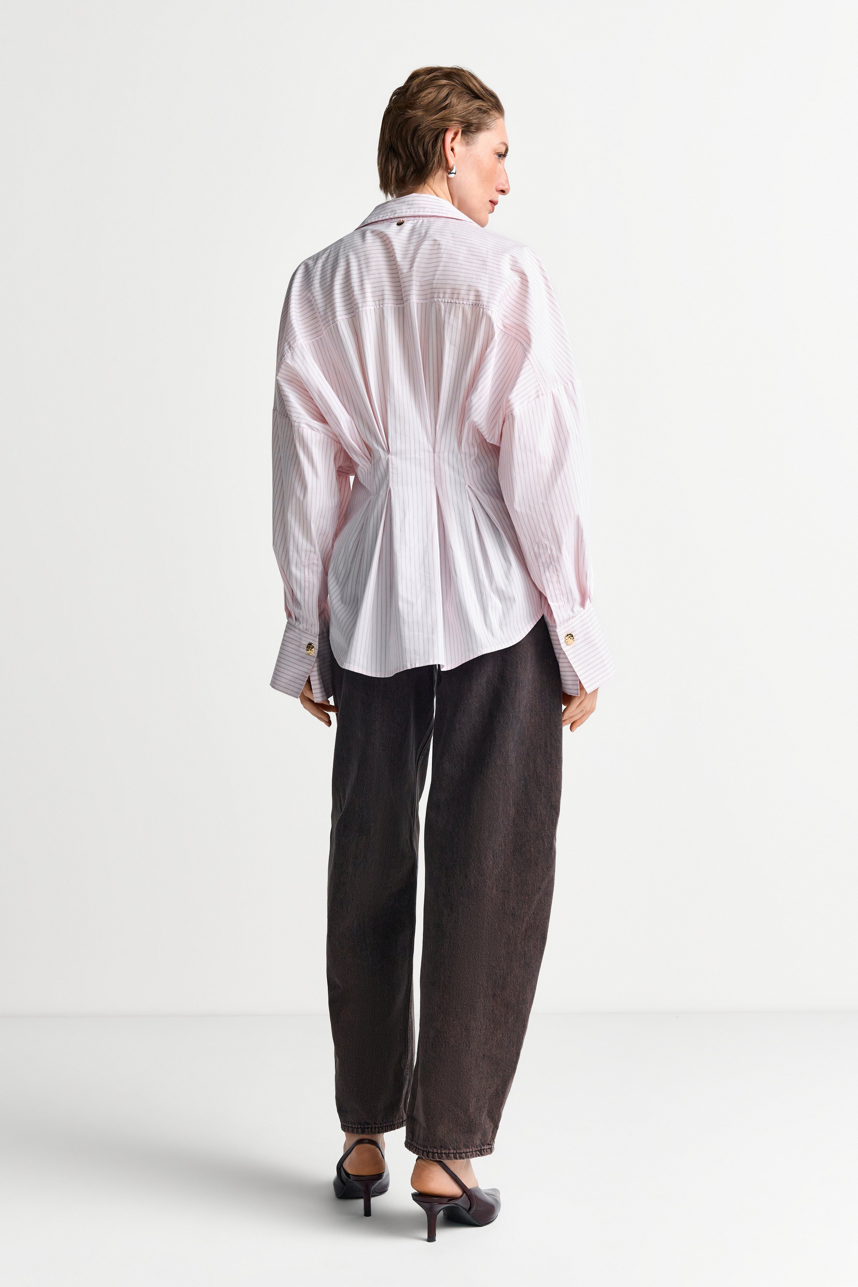 Nadelstreifen-Bluse mit Peplum-Rich & Royal