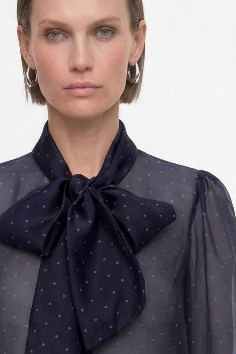 Schluppenbluse mit Punkte-Print-Rich & Royal