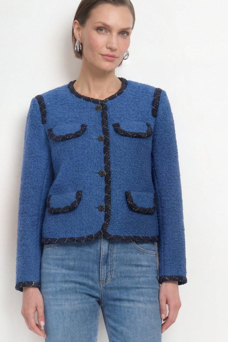 Bouclé-Blazer mit Zierborten-Rich & Royal
