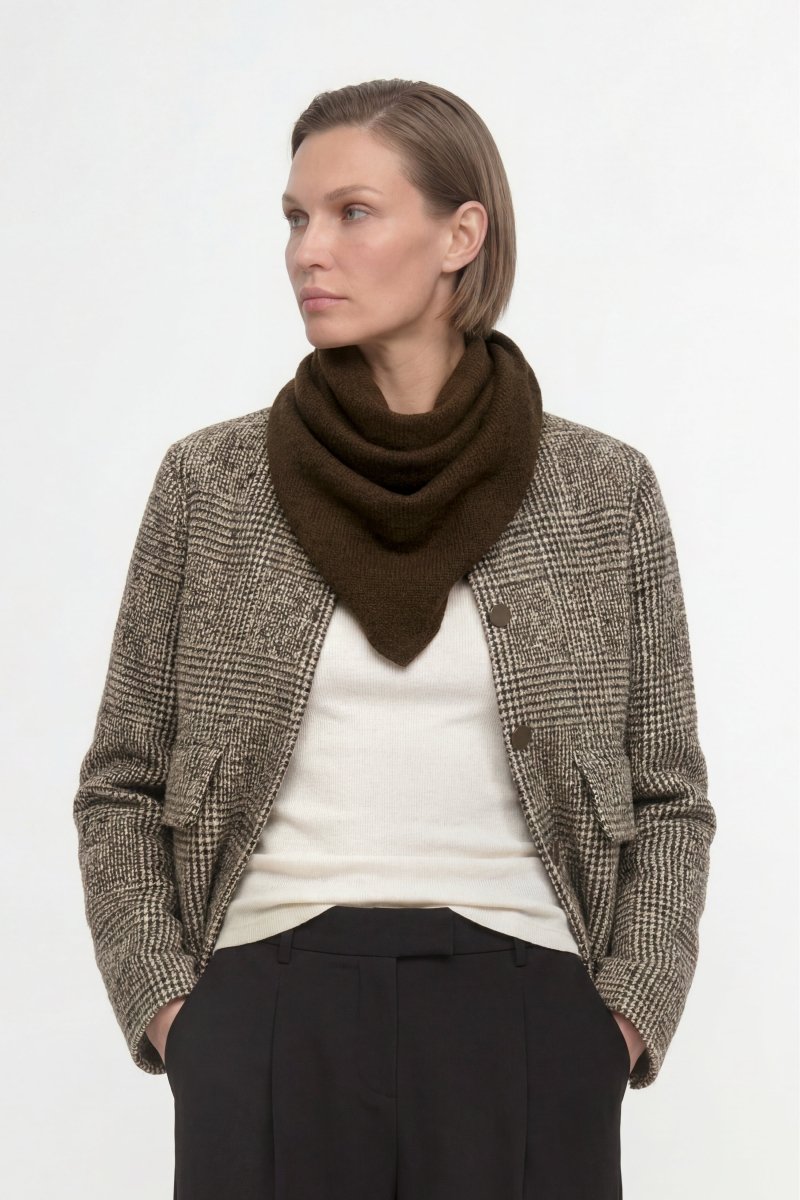 Bouclé-Jacke mit Karo-Muster aus Wollmix-Rich & Royal