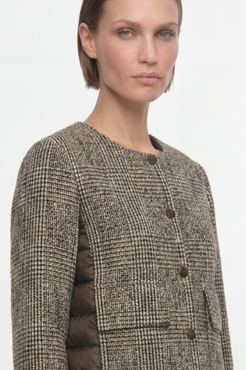Bouclé-Jacke mit Karo-Muster aus Wollmix-Rich & Royal