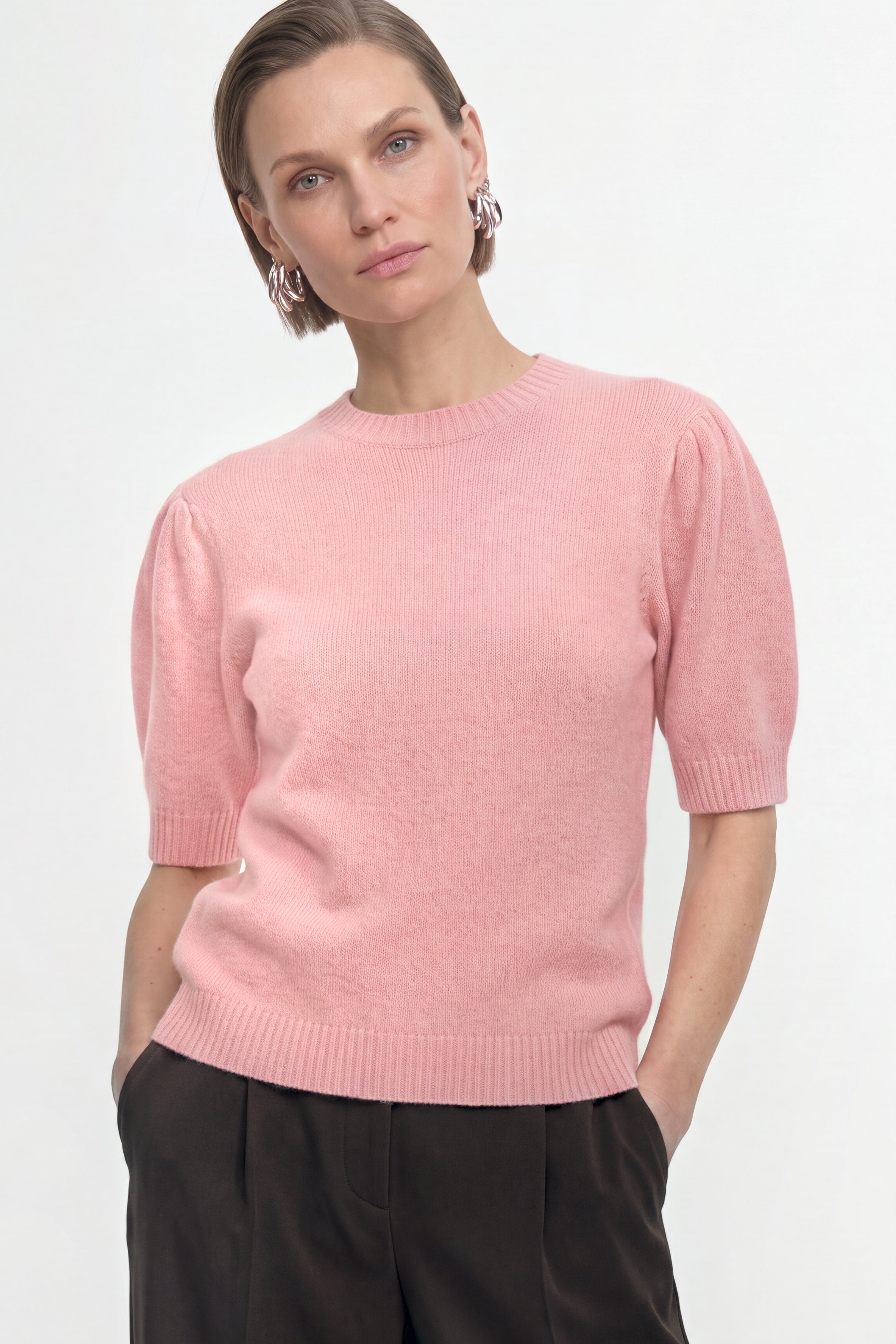 Strickpullover mit Puffärmeln