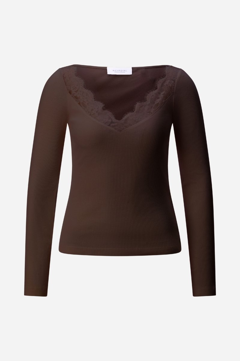Baumwoll-Longsleeve mit Spitzenausschnitt-Rich & Royal