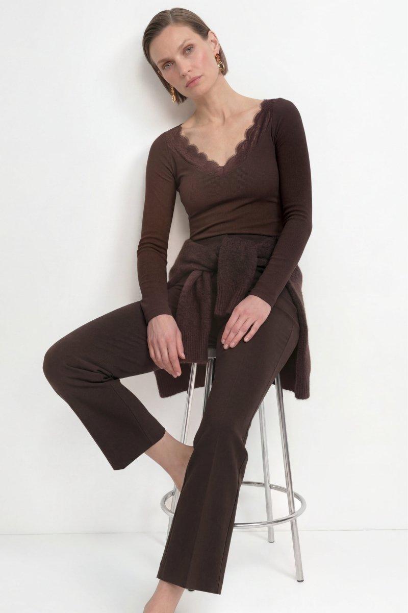 Baumwoll-Longsleeve mit Spitzenausschnitt-Rich & Royal