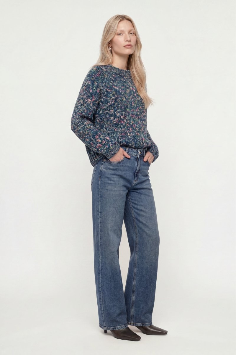 Grobstrick-Pullover in Melange-Optik-Rich & Royal
