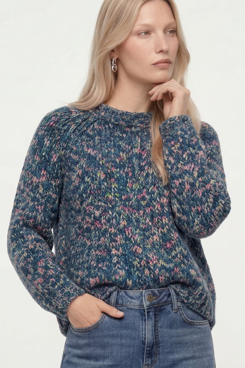 Grobstrick-Pullover in Melange-Optik-Rich & Royal