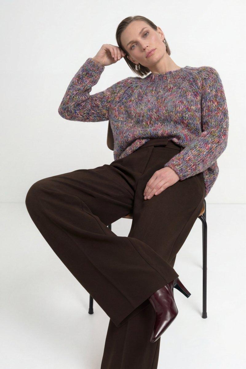Grobstrick-Pullover in Melange-Optik-Rich & Royal