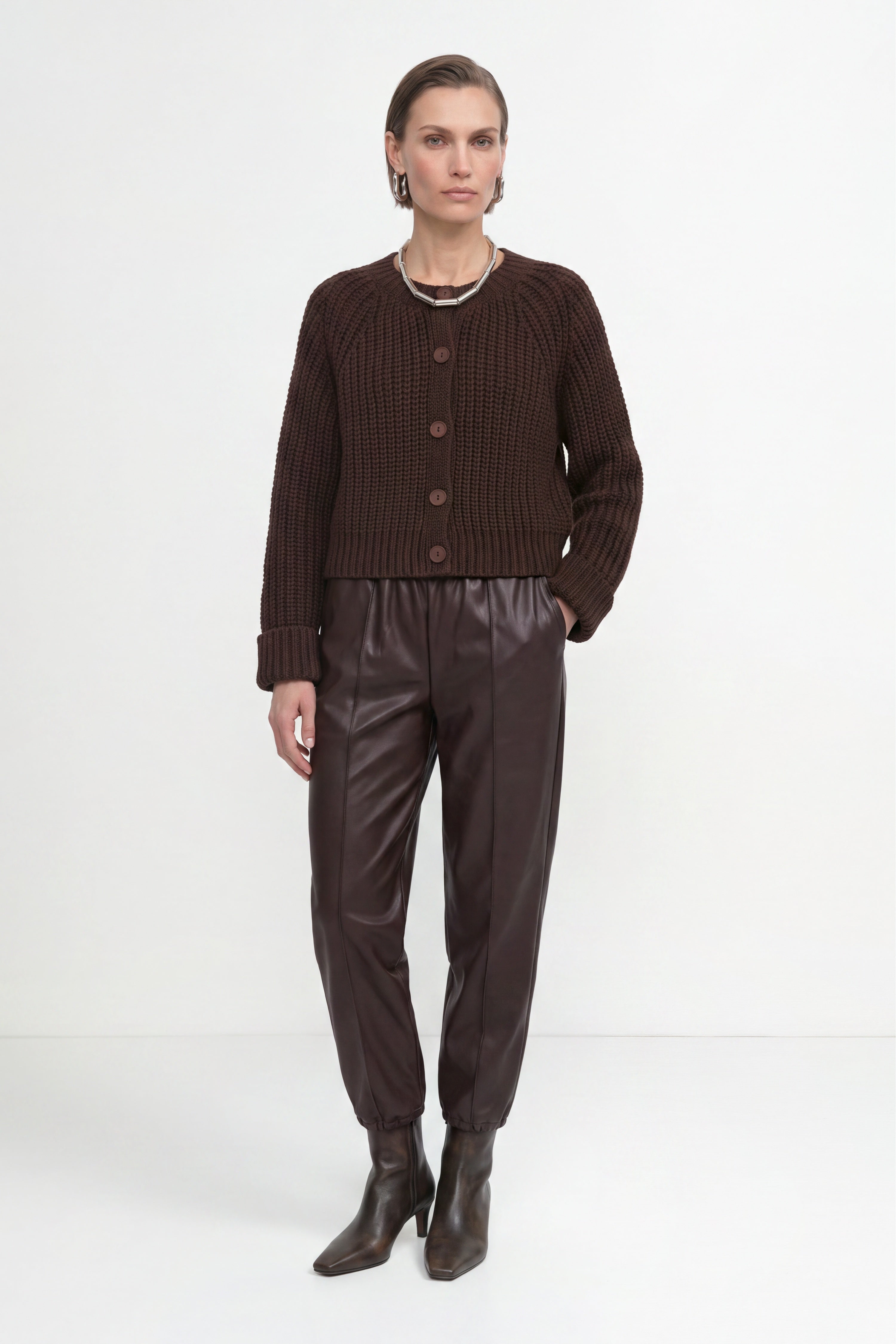 Cropped Cardigan mit Rippstruktur-Rich & Royal