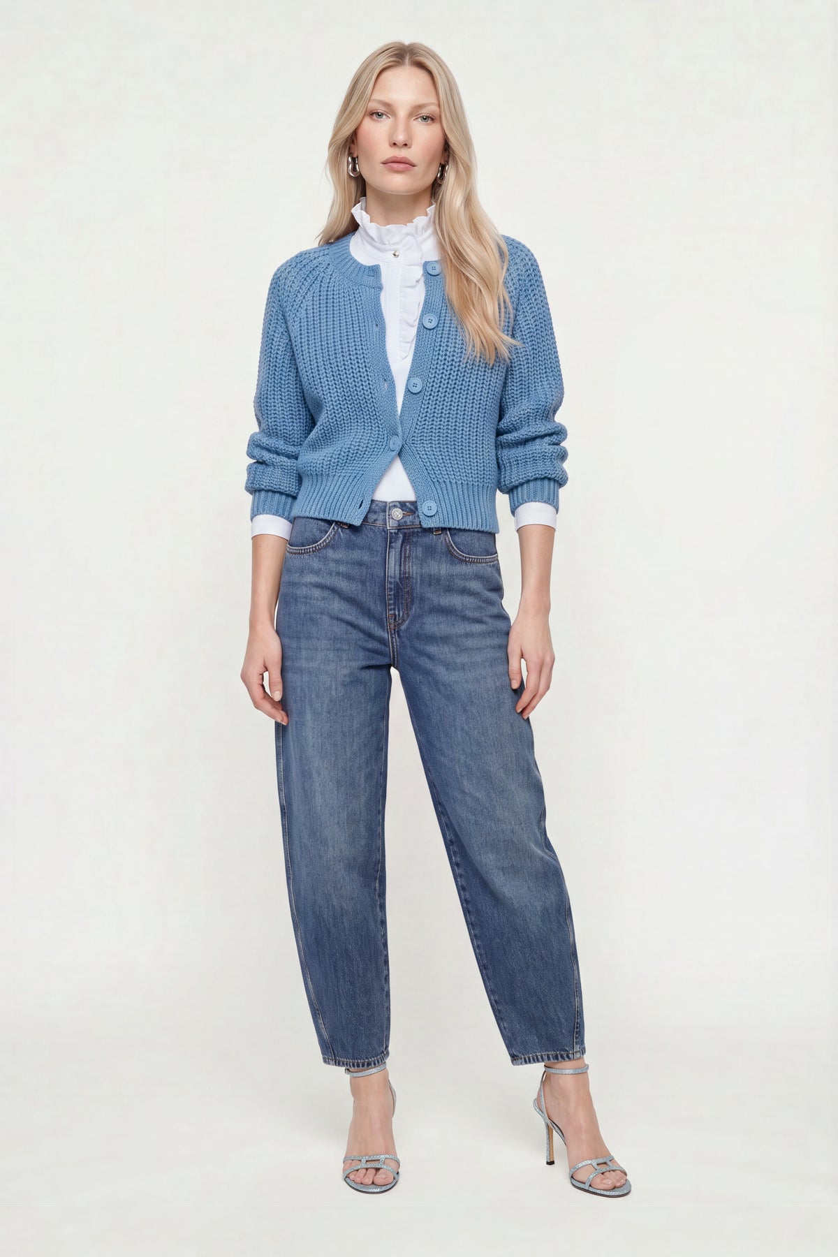 Cropped Cardigan mit Rippstruktur-Rich & Royal