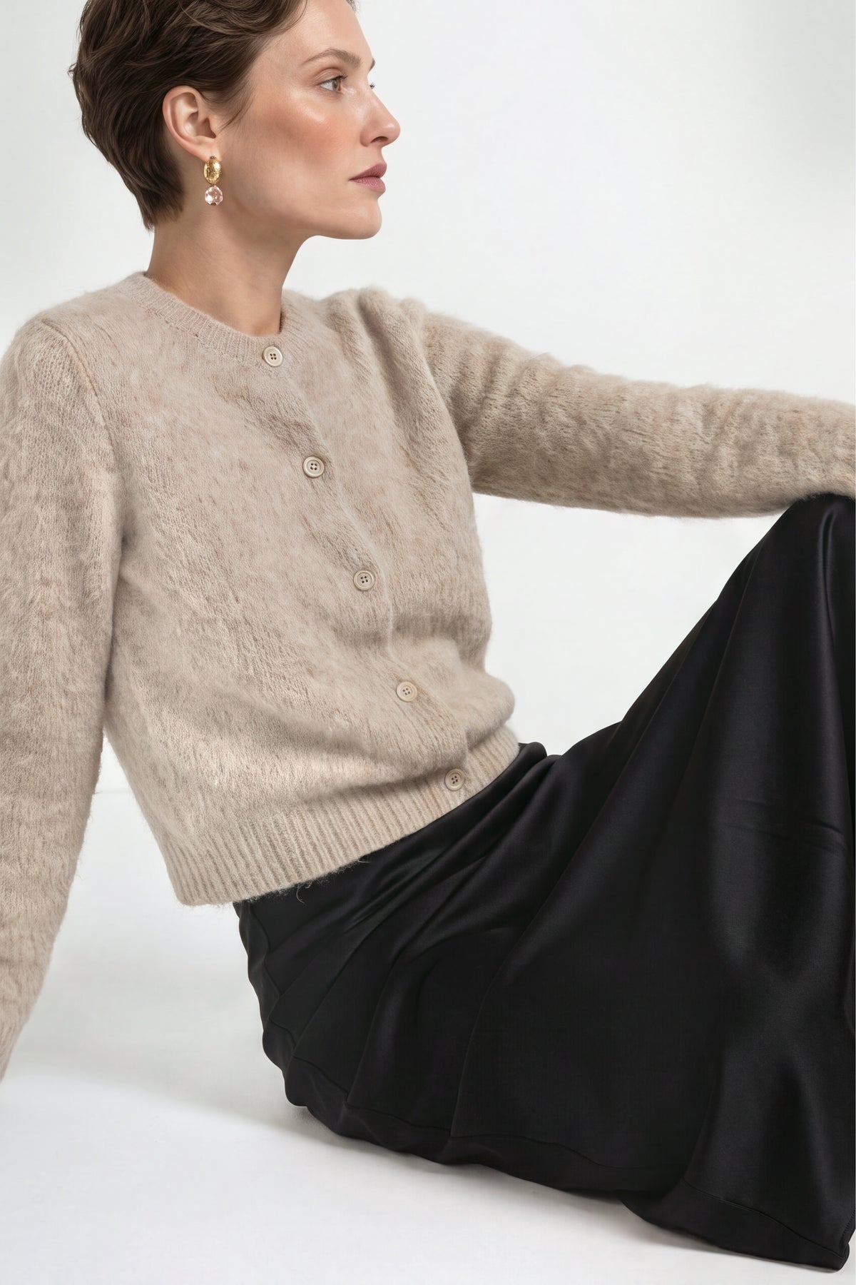 Kurz-Cardigan aus Wolle-Mix mit Mohair-Rich & Royal