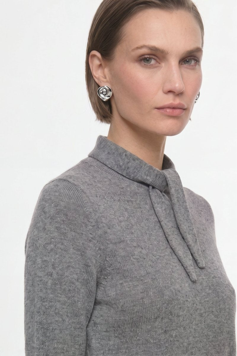 Merino-Kaschmir-Pullover mit Schleifenkragen-Rich & Royal