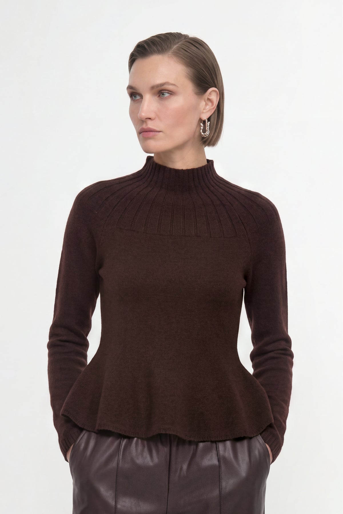 Merinopullover mit Peplum-Saum-Rich & Royal