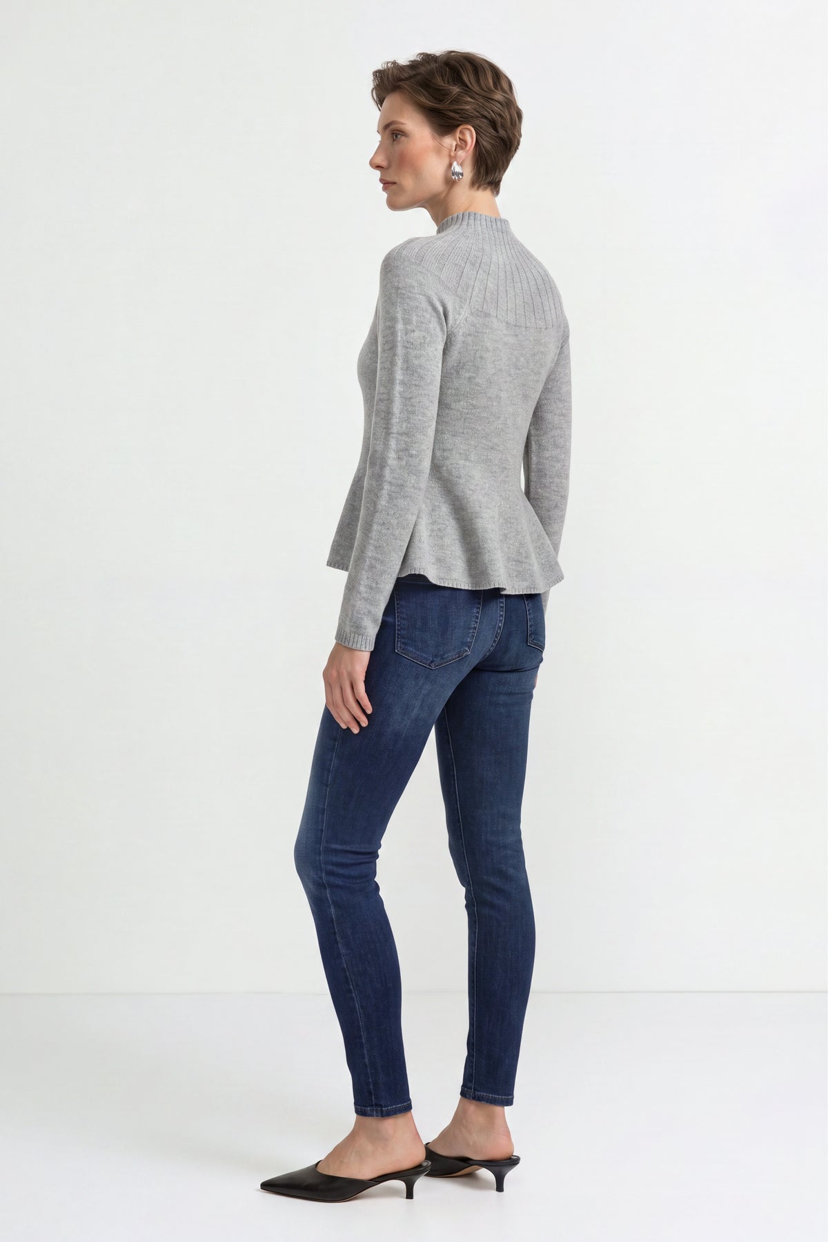 Merinopullover mit Peplum-Saum-Rich & Royal