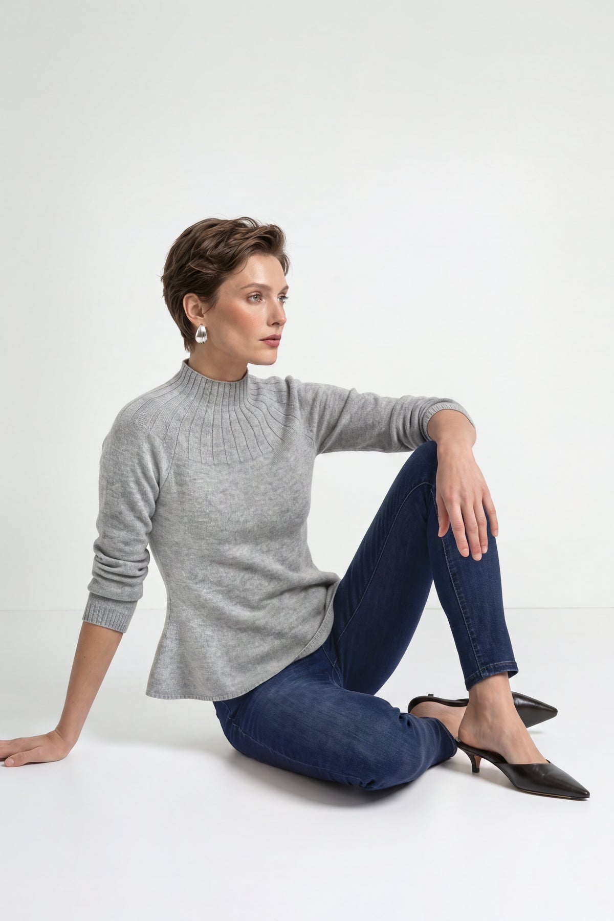 Merinopullover mit Peplum-Saum-Rich & Royal