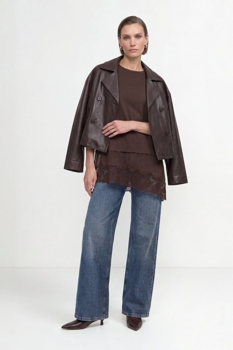 Baumwollshirt mit Spitzensaum-Rich & Royal