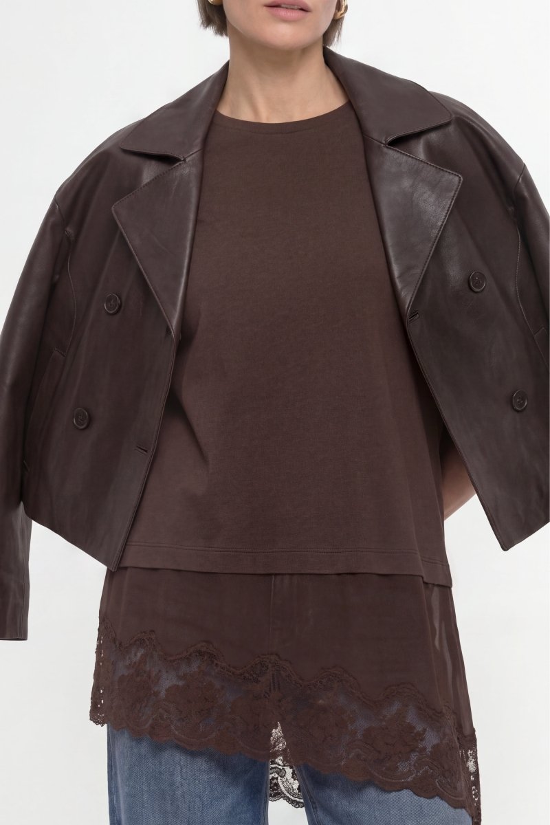 Baumwollshirt mit Spitzensaum-Rich & Royal