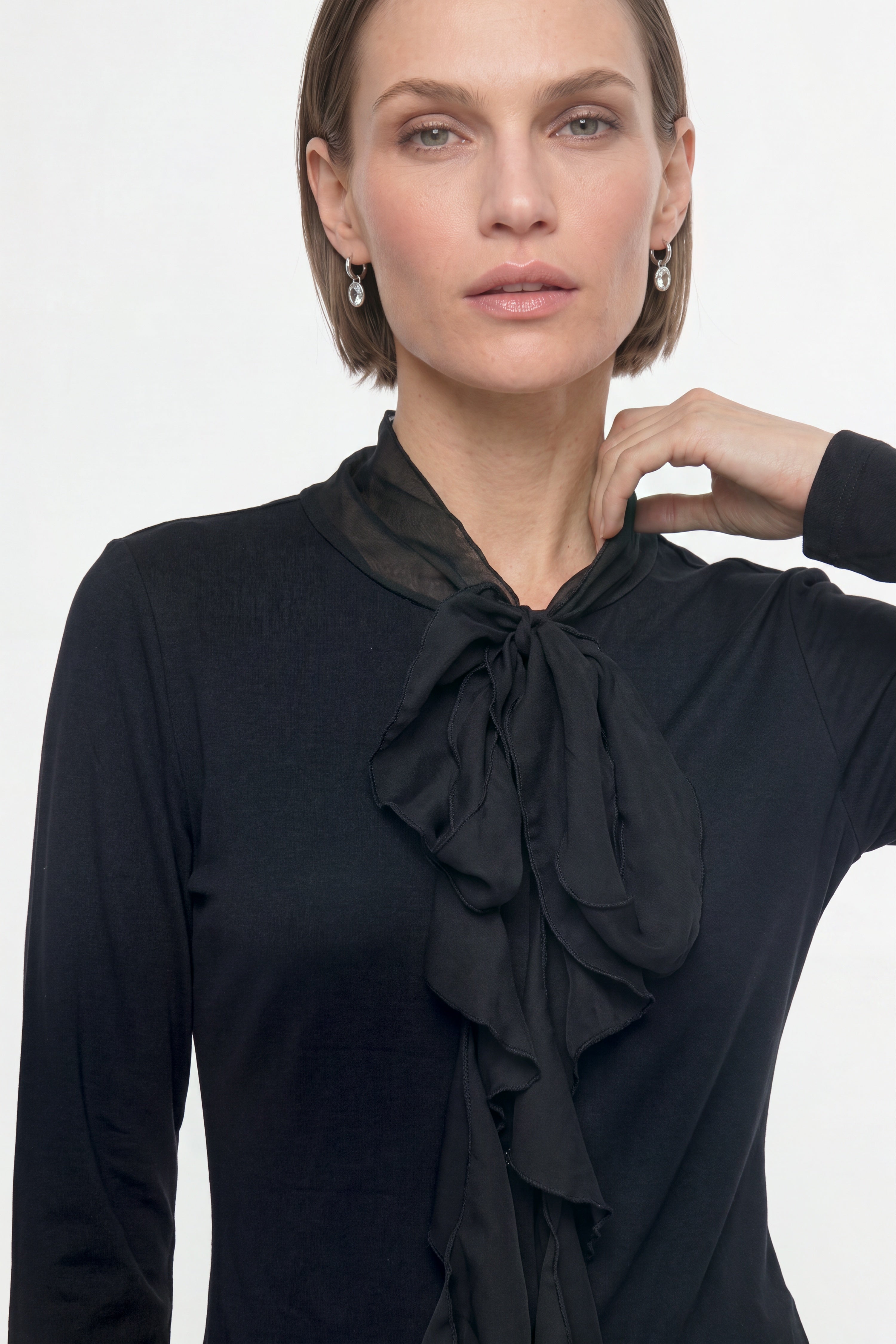 Baumwoll-Longsleeve mit Rüschendetail-Rich & Royal