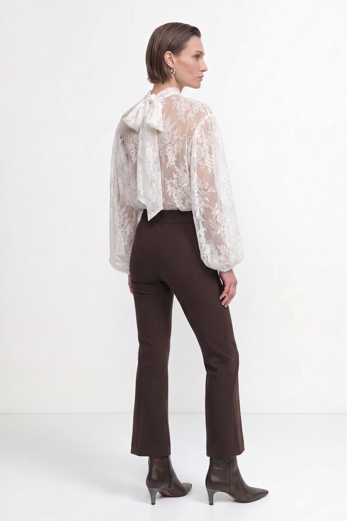 Transparente Spitzenbluse mit Stehkragen-Rich & Royal