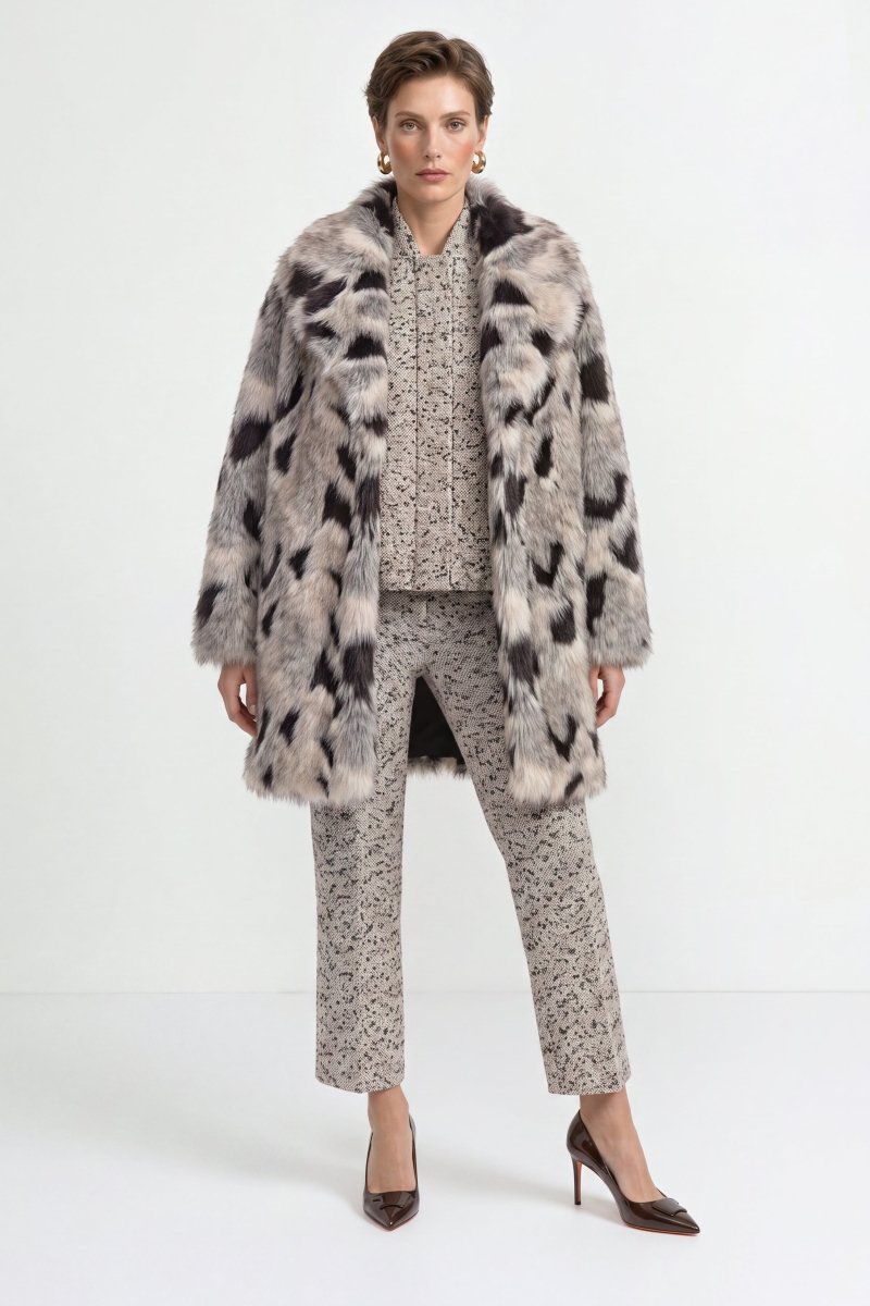 Fellimitatmantel mit Animal-Print-Rich & Royal