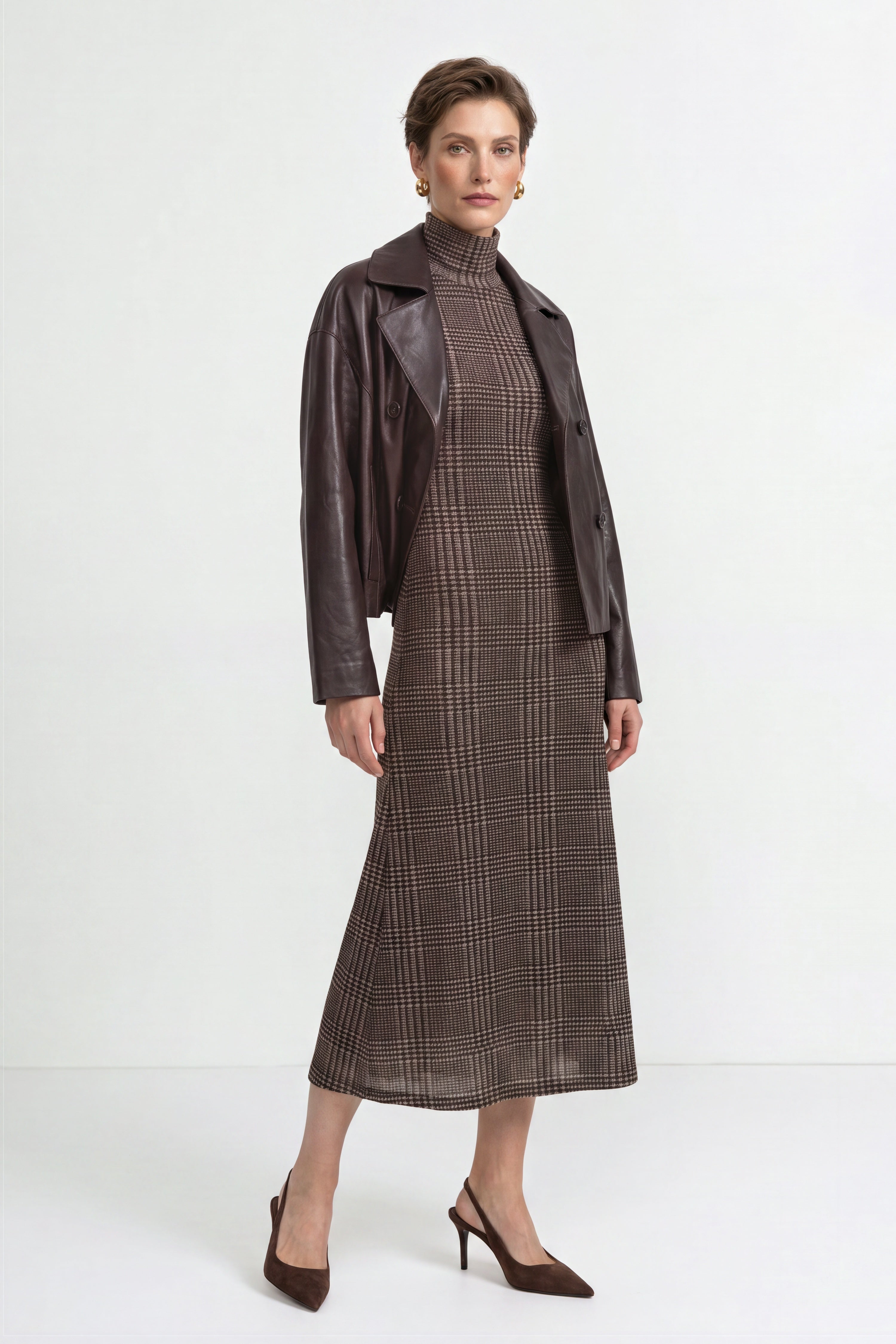Kurze Lederjacke im Doppelreiher-Stil-Rich & Royal