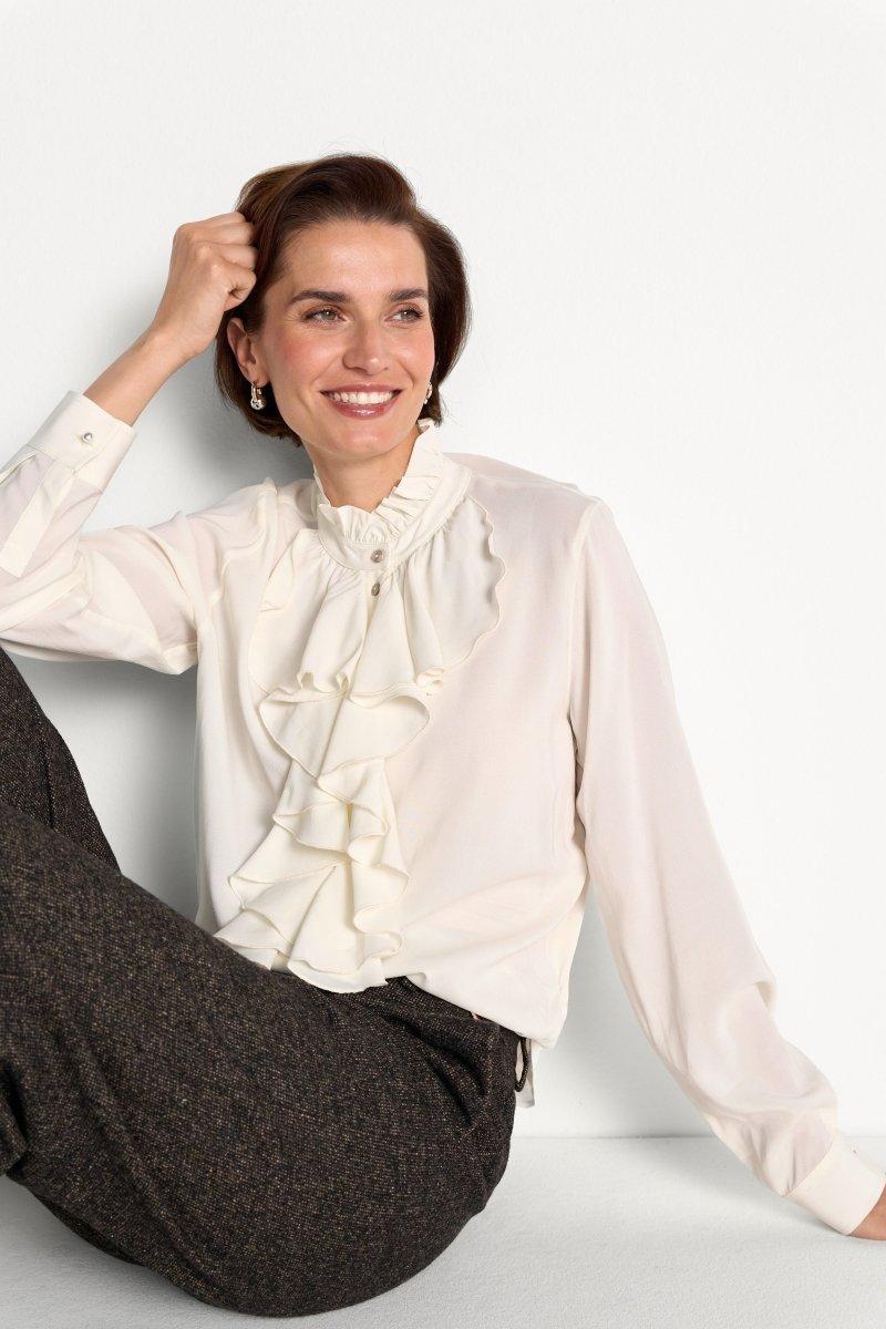 Rüschenbluse mit Stehkragen-Rich & Royal