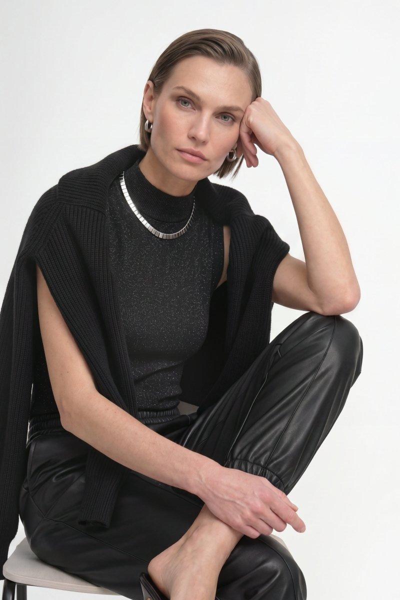 Schwarze Jogger-Hose in Lederoptik-Rich & Royal