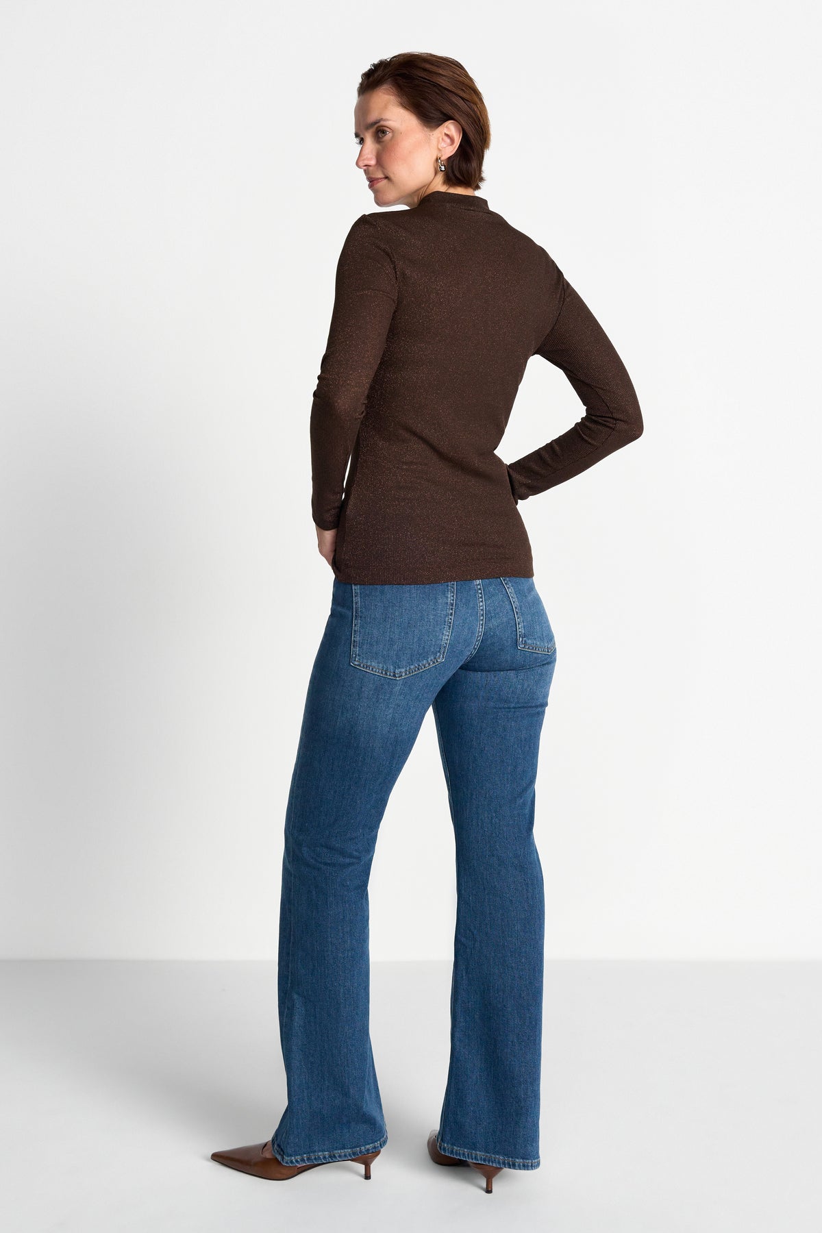 Rippstrick-Longsleeve mit Stehkragen-Rich & Royal