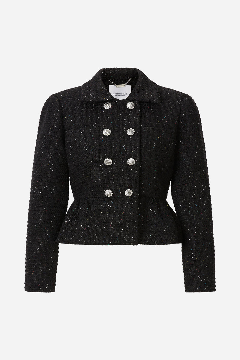 Tweed-Blazer mit Schößchen-Rich & Royal