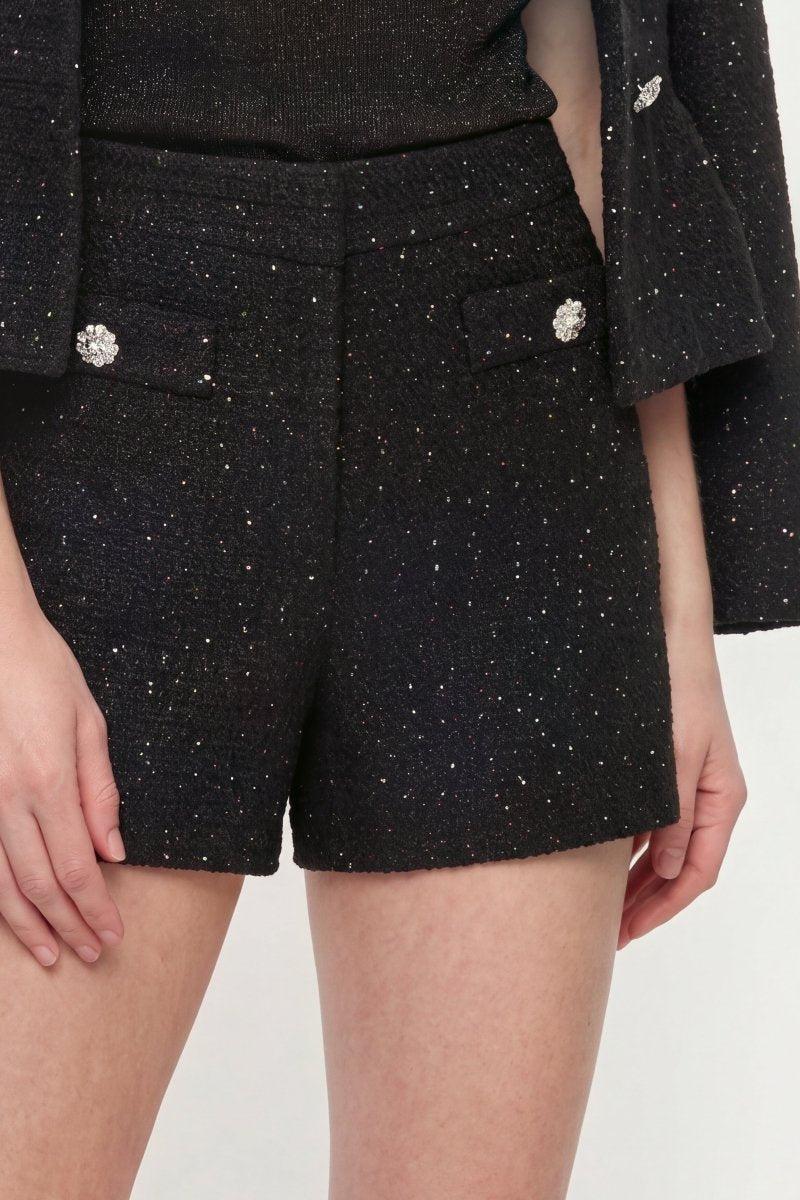 Tweed-Shorts in Schwarz-Rich & Royal