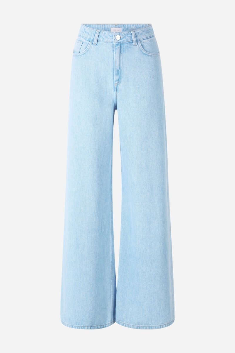 Weite High-Waist-Jeans in Hellblau-Rich & Royal