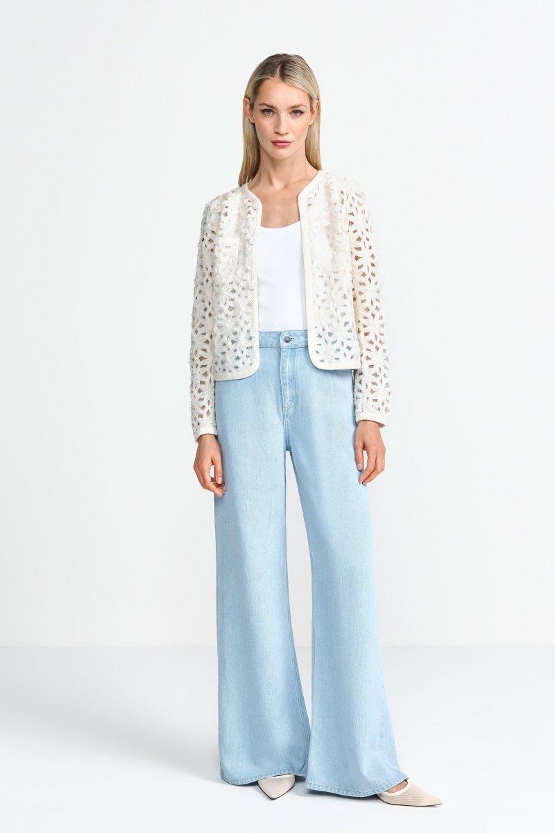 Weite High-Waist-Jeans in Hellblau-Rich & Royal