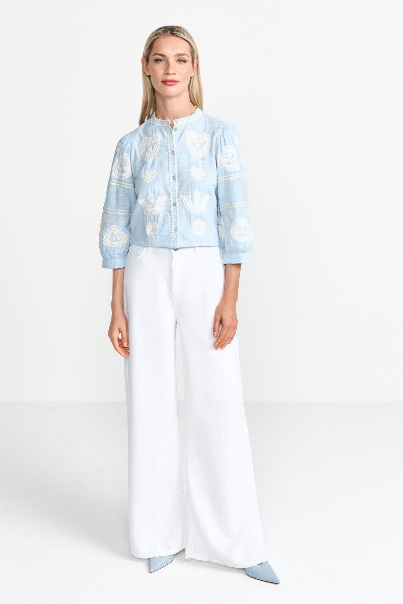 Weite High-Waist-Jeans in Weiß-Rich & Royal