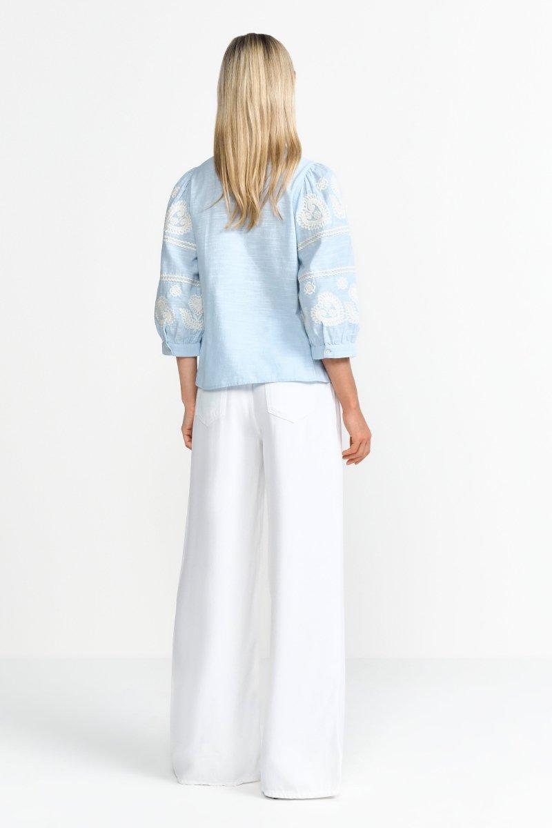 Weite High-Waist-Jeans in Weiß-Rich & Royal