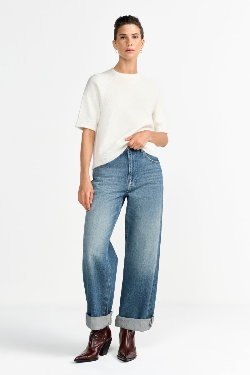 Kurzärmeliger Feinstrickpullover-Rich & Royal