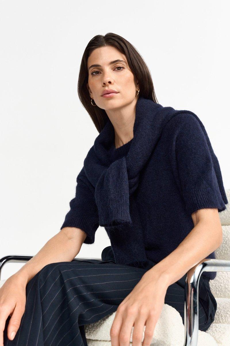 Kurzärmeliger Feinstrickpullover-Rich & Royal