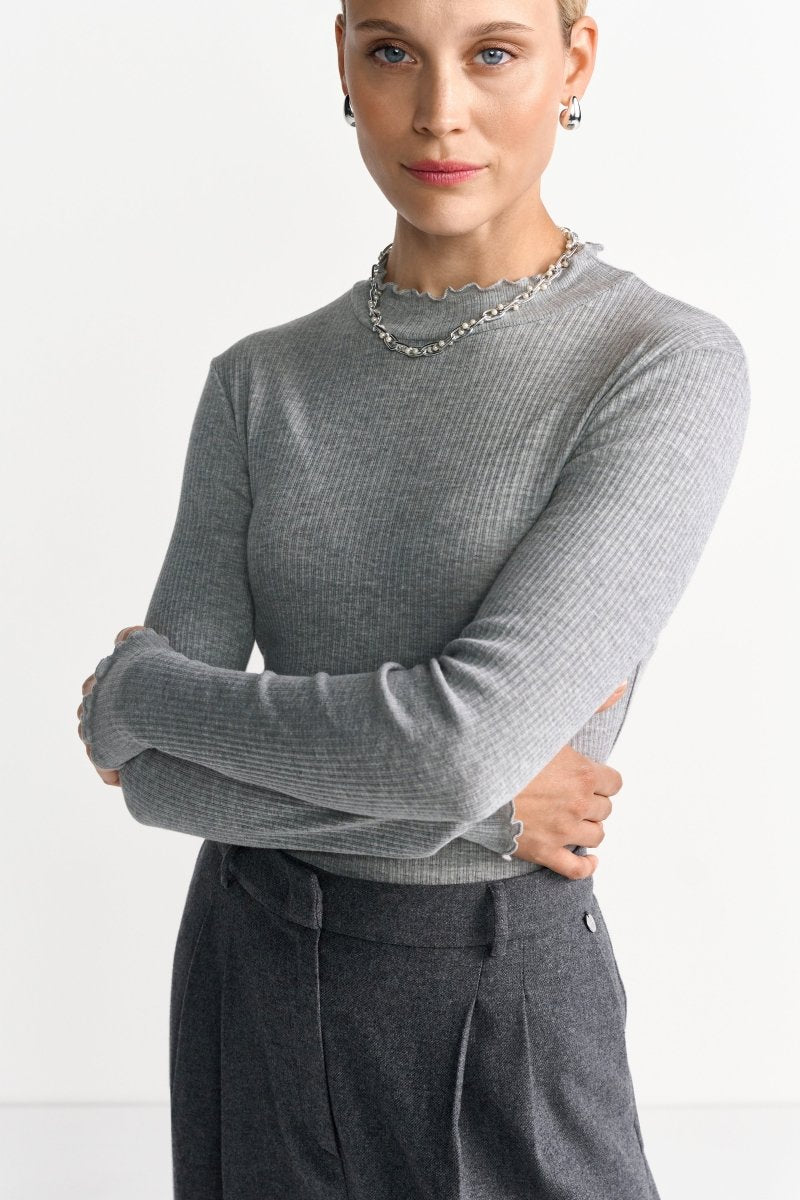 Longsleeve mit Rüschensaum-Rich & Royal