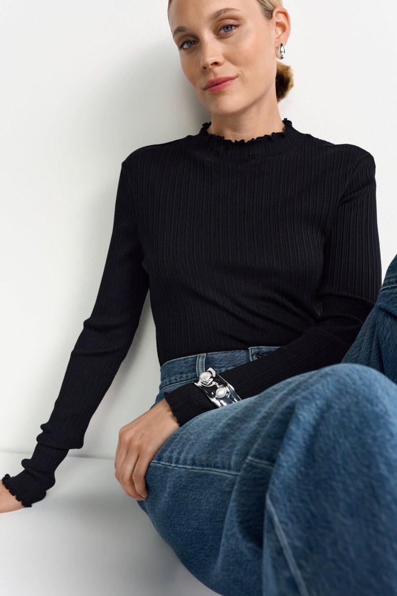 Longsleeve mit Rüschensaum-Rich & Royal