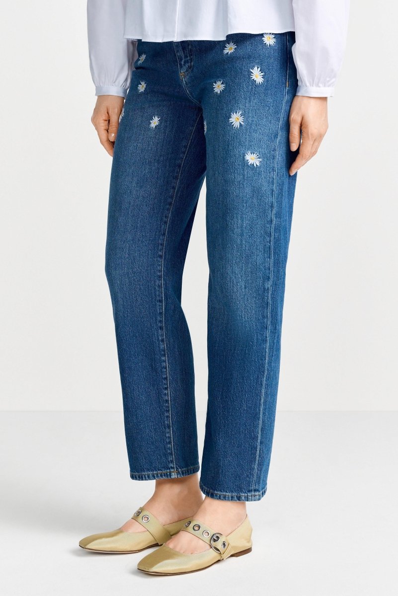 Jeans mit Blumenstickerei-Rich & Royal