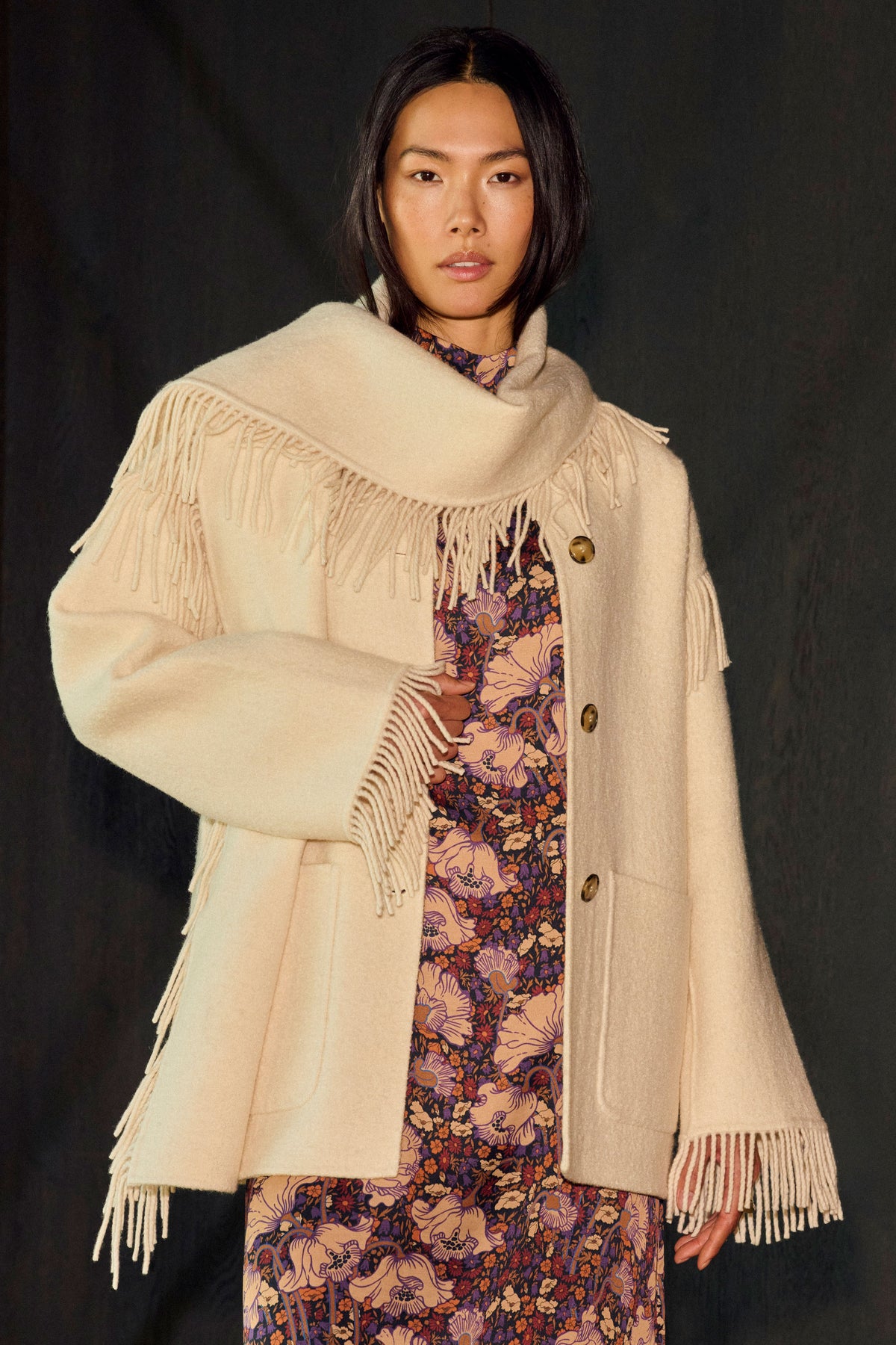Fransenjacke mit Schalkragen-Rich & Royal