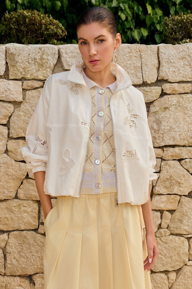 Ajour-Cardigan mit Polokragen-Rich & Royal