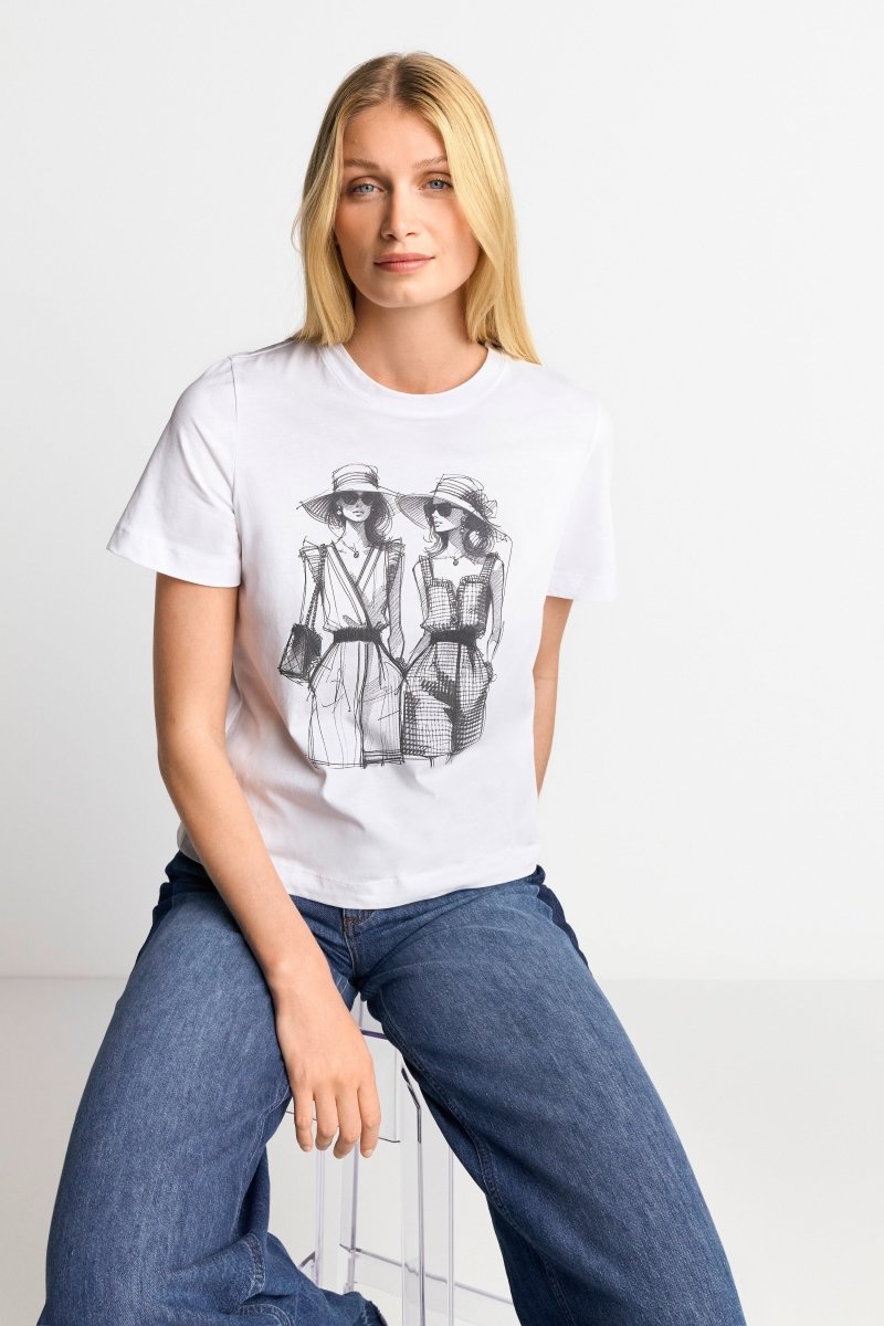 Weißes T-Shirt mit Statement-Print-Rich & Royal