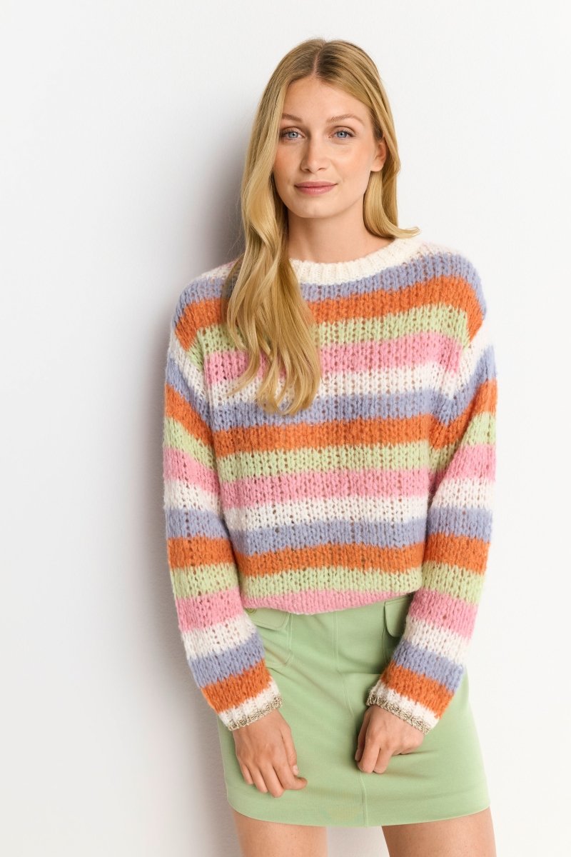 Gestreifter Grobstrickpullover-Rich & Royal