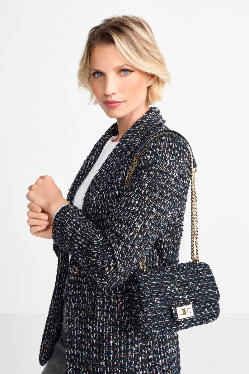 Bouclé-Tasche mit Goldkette-Rich & Royal