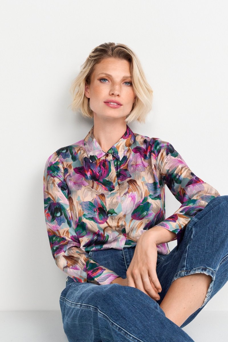 Hemdkragenbluse mit Blumenprint-Rich & Royal